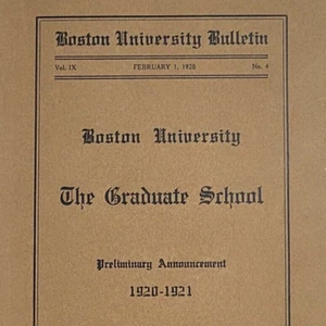 1920 Boston University Bulletin Graduate School Course Catalog Student List Fees - Picture 1 of 15