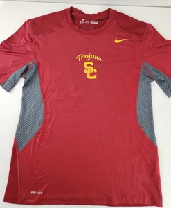 Nike Dri-Fit USC Trojans SC Biker Shirt Red Gray Gold Short Sleeve  Men’s Med - Picture 1 of 6