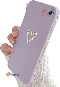 Compatible Étui Filles 'Doré Amour Coeur Étui pour IPHONE 7/8 / Se 2 3 (Violet) - Photo 1 sur 6