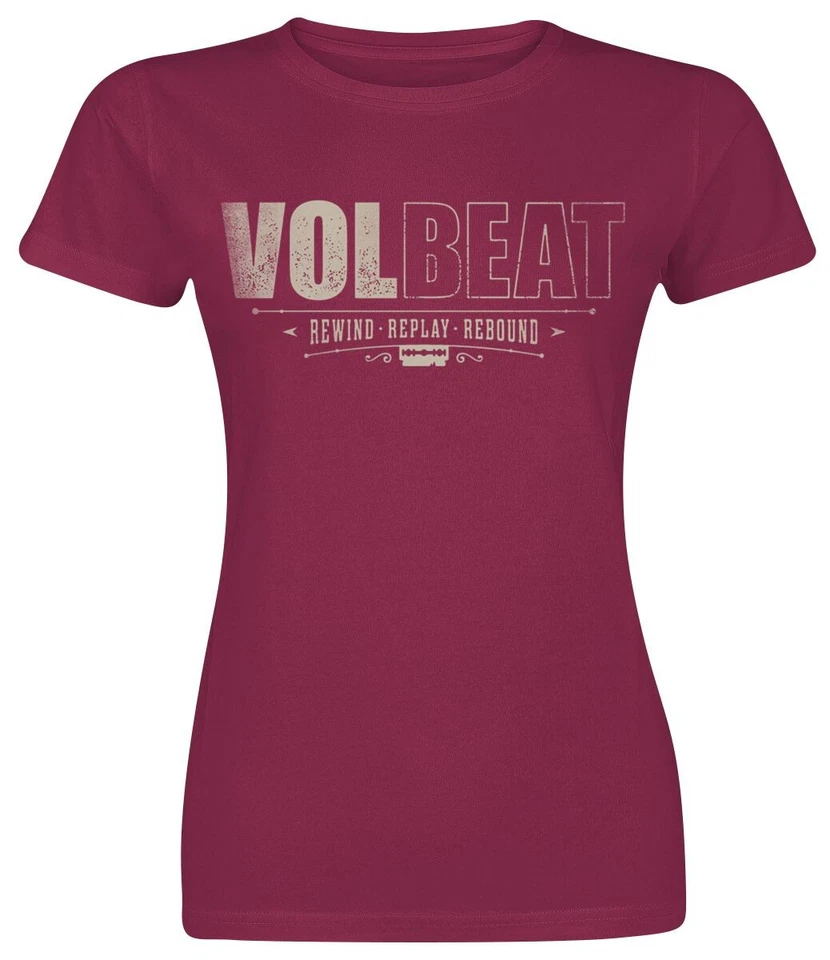 Volbeat T-Shirt Damen Distressed Logo rot Band-Merch, Bands, Nachhaltigkeit