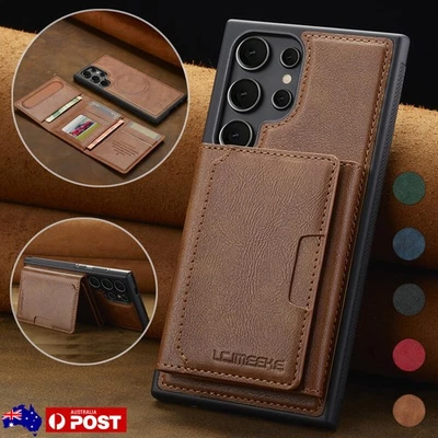 For Samsung S25 S24 S23 S22 S21 Ultra S20 FE leather wallet magnetic back case - Image 1 of 4