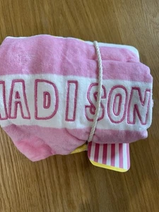 Pottery Barn Kids Baby Beach Hooded Towel SUNSHINE STRIPE MADISON monogram - Picture 1 of 2