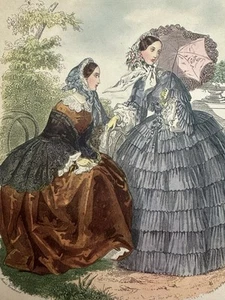 Miroir des Modes Victorian Fashion Prints 9x12 Art Only - Picture 1 of 7