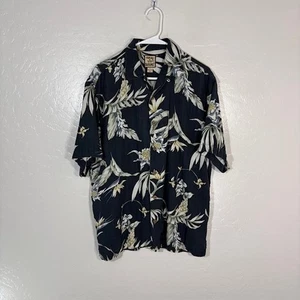 Tommy Bahama Shirt Mens Small Black Silk Hawaiian Floral Camp Button Front - Picture 1 of 6
