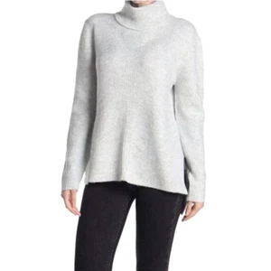 Sweet Romeo Abstract Rib Hi-Low Turtleneck Tunic Sweater Heather Grey XL $58 - Picture 1 of 5