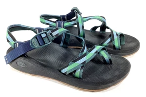 Chaco Mens Sz 12 Z Cloud 2 Sandals Blue Black Green Toe Loop Strappy Hiking EUC - Picture 1 of 11