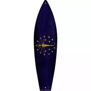 Insegna tavola da surf metallo bandiera dello Stato Indiana 23"x6" targa porta casa garage parete - Foto 1 di 1