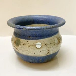 Vintage Pickenpaugh Candle Holder Pottery Signed 2000 Madison Mississippi Blue - Picture 1 of 9