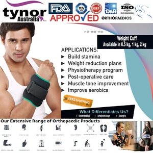 Tynor™ Neoprene Ankle Wrist Weight Cuff Wrap Exercise Boxing Gym Abs & Glutes - Picture 1 of 12