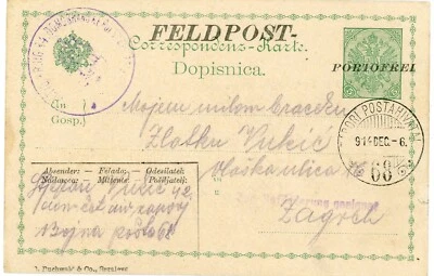 Bosnia & Herzegovina POSTAL CARD-MILITARY-HG:I2-FELDPOST-PORTOFREI-SLANTED UPPER - Image 1 of 2