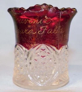 Ruby Stain Toothpick Niagara Falls 1907 Glass Vintage Reproduction - Picture 1 of 6