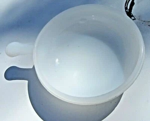 Milk Glass white round dessert bowl with handle 5" soup bowl vintage glass  - Picture 1 of 3