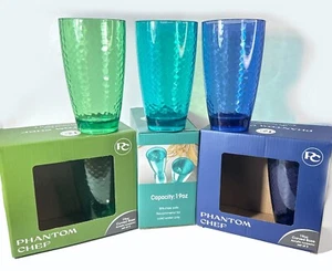 19oz Acrylic Tumbler Set of 2 in Blue, Green, or Turquoise Hammered Design GB - Picture 1 of 4