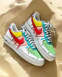 Air Force 1 Custom Shoes Retro Drip Burst Sketch Ups v2 Graffiti Cartoon Outline - Picture 1 of 24