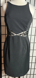 Bari Jay Black Sleeveless Sheer Midriff Dress - Picture 1 of 8