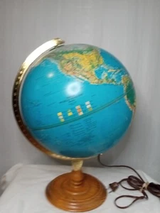 VTG Replogle Underwriters Laboratories Tabletop Globe Earth World Lighted Lamp - Picture 1 of 7
