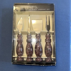 Burgundy Stainless Steel Gourmet Cheese Set of 4 by Home Essentials New In Box - Picture 1 of 8