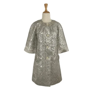 Trina Turk 2 Evening Jacket Duster Silver Gold Evening NYE Easter Fits XS S - Picture 1 of 10