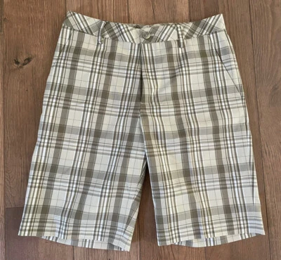 Ashworth Plaid Golf  Shorts Mens Size 30 Tan Khaki White Flat Front Chino NWT$70 - Image 1 of 4