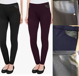 Ladies Stretch DKNY Ponte Leggings Pants Black/Blue/Charcoal/Maroon #1140410 - Picture 1 of 18
