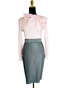Emporio Armani Grey Pinstripe Pencil Skirt | Size 8 | Made in Italy - Picture 1 of 15