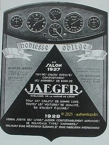 PUBLICITE JAEGER COMPTEUR NOBLESSE HORLOGER DE LA MARINE DE L'ETAT DE 1928 AD - Picture 1 of 1