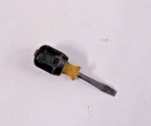Vintage Mini Flathead Screwdriver Yellow Plastic + Black gripper 3.25" Made USA - Picture 1 of 7