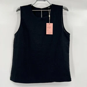 Quince Women's Black European Linen Sleeveless Tank sz XS NWT Blouse Shirt Flax - Picture 1 of 3