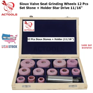 Sioux Valve Seat Grinding Wheels 12 Pcs Set Stone Holder Star Drive 11/16" USA - Picture 1 of 19