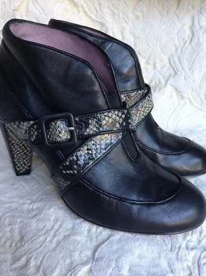 **TARYN ROSE DELTA BOOT, NAPA LEATHER & FAUX REPTILE SZ 7 ½ B - Image 1 of 4