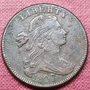 1807 über 6 drapierte Büste großer Cent 1c 1807/6 höhere Qualität XF Details #69020 - Bild 1 von 2