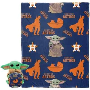 Disney Star Wars Houston Astros Yoda Hugger Pillow & Silk Touch Throw Set New - Picture 1 of 7