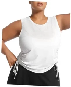 Plus Size Tank Tops for Women Quick Drying Drawstring Sleeveless X-Large White - Picture 1 of 7