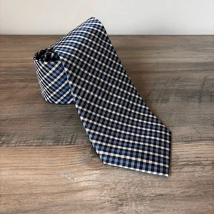 Lauren by Ralph Lauren Herren Krawatte blau weiß schwarz Rauten kariert Seide - Bild 1 von 7