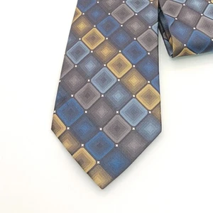 Cravatta Van Heusen seta uomo 60,5” oro blu grigio metallizzato geometrica classica nuova - Foto 1 di 3