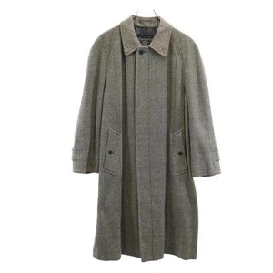 Burberry Cashmere Tweed Herringbone Balmacaan Coat Gray 1980s-90s Used -Vintage- - Picture 1 of 10