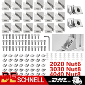 80X Aluprofil Verbinder Innenwinkel Außenwinkel Nutprofil 2020 3030 4040 Nut6/8 - Bild 1 von 25