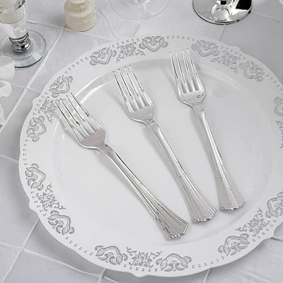 25 Plastic SILVER FORKS Disposable TABLEWARE Party Wedding Catering Light Gray - Imagem 1 de 4