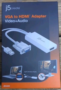 J5 Create VGA To HDMI Video Audio Adapter White JDA204 Open Box - Picture 1 of 8