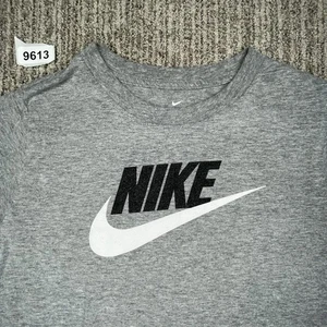 Nike Talla L Niño Camiseta Cuadros Logo Manga Corta Cuello Redondo Camiseta Gris - Imagen 1 de 5