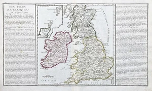 Islas Británicas Inglaterra Escocia Irlanda Reino Unido mapa mapa Clouet grabado en cobre 1780 - Imagen 1 de 1