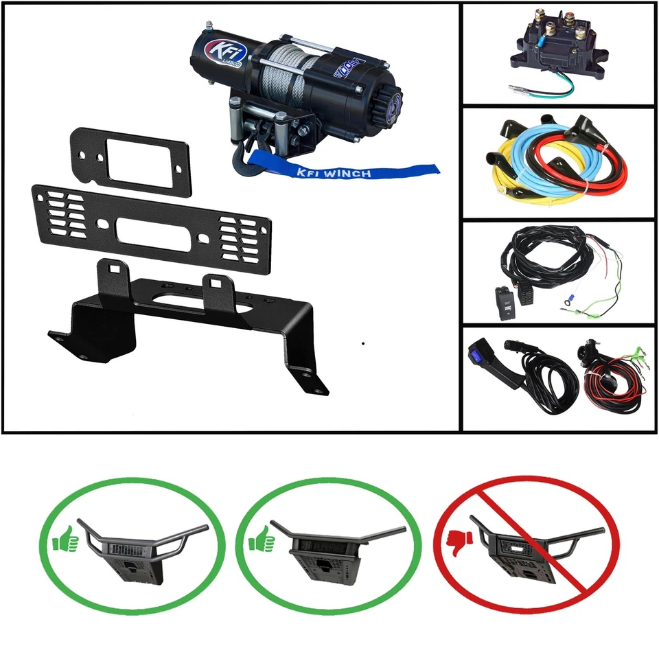 Kit de montaje y cabrestante ancho de acero KFI U45W-R2 4500 lb se adapta a varios Polaris Ranger Foto 1 de 4