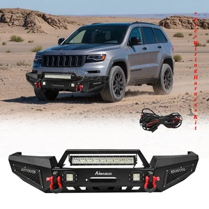 Black Front Bumper D-Rings Winch Plate For Jeep Grand Cherokee WJ 1999-2004 - Picture 1 of 16