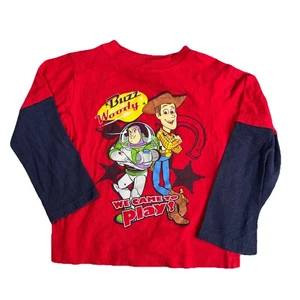 Vintage Toy Story Woody Buzz Lightyear Shirt Boys 5 Long Sleeve Graphic 90s - Picture 1 of 12