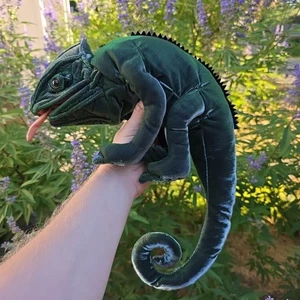 Folkmanis Green Chameleon Hand Puppet Shimmer Eyes Retract Realistic Full Body - Picture 1 of 11