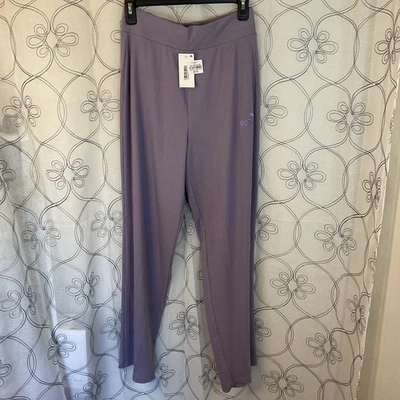 New Puma Elevated Straight Pants Ribbed Knit Pale Plum Purple Women Size XL - Image 1 of 4