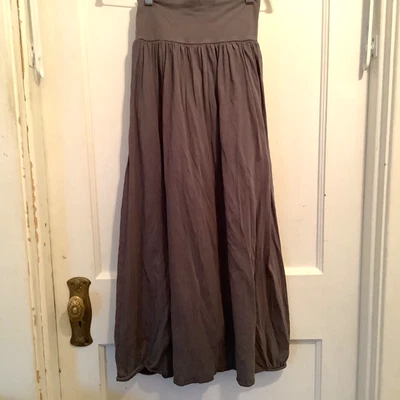 Garnet Hill Favorite Maxi Skirt  Gray Pull On Pockets Boho XS - Image 1 of 4