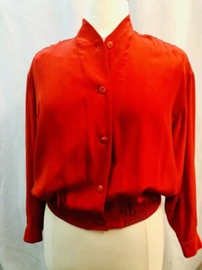 RED SILK JACKET SIZE SM / Designer - Picture 1 of 8