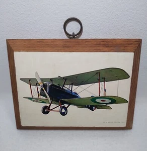 S.E.5a RAF WWI British Fighter 1917  Bi-Plane 5"x7" Wall Art Plaque Wood - Picture 1 of 7