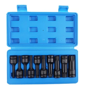 10pc Impact Star Socket Bit Set 1/2" Drive CR-MO Steel T30-T100 Storage Case - Picture 1 of 12